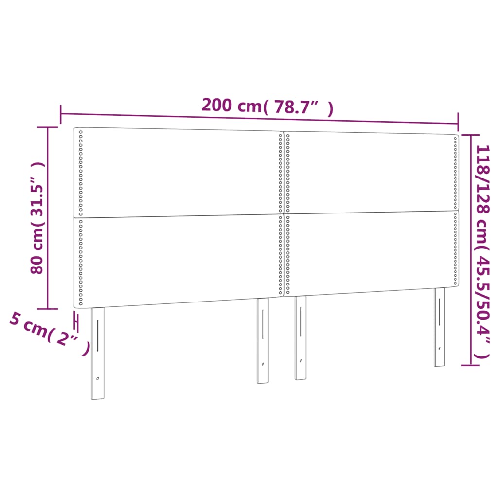 sengegavl med LED-lys 200x5x118/128 cm kunstlæder sort