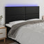 sengegavl med LED-lys 200x5x118/128 cm kunstlæder sort