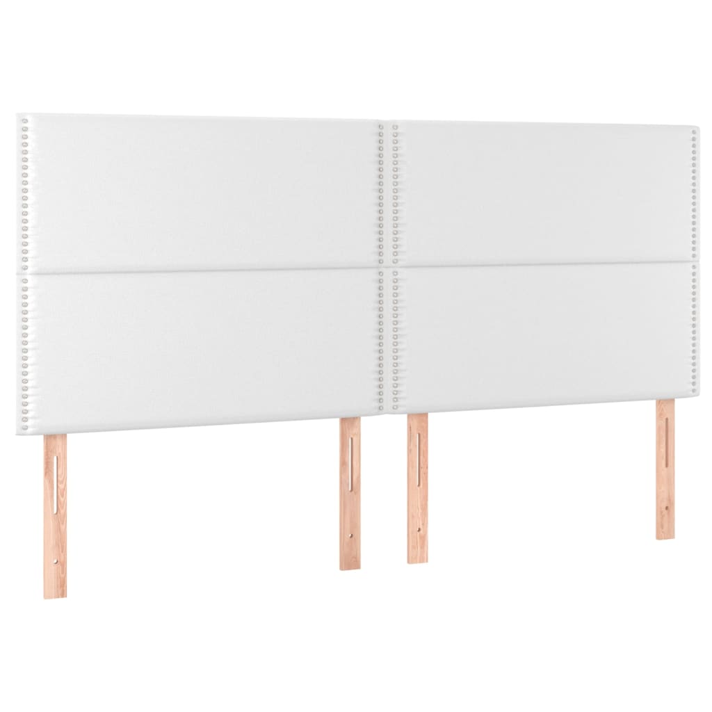 sengegavl med LED-lys 200x5x118/128 cm kunstlæder hvid