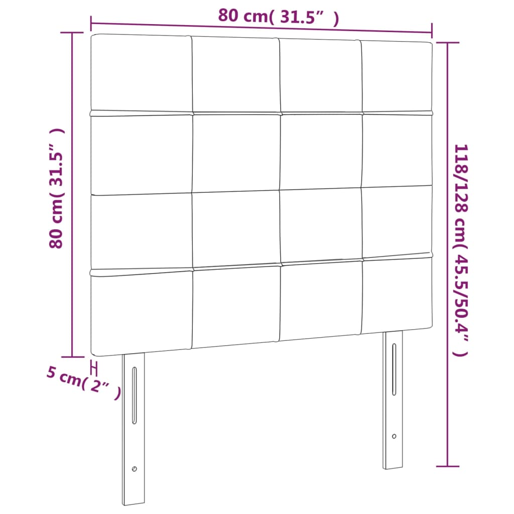 sengegavl med LED-lys 80x5x118/128 cm stof sort