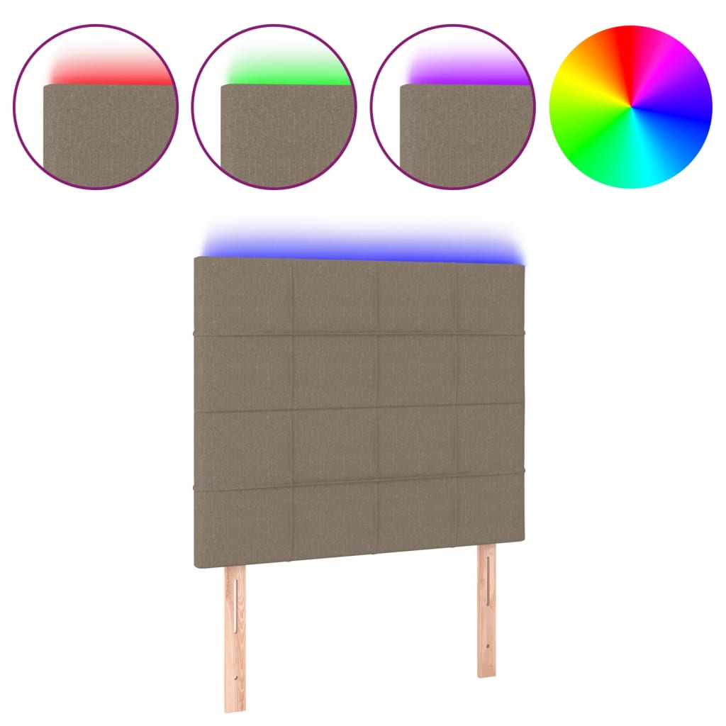 sengegavl med LED-lys 80x5x118/128 cm stof gråbrun