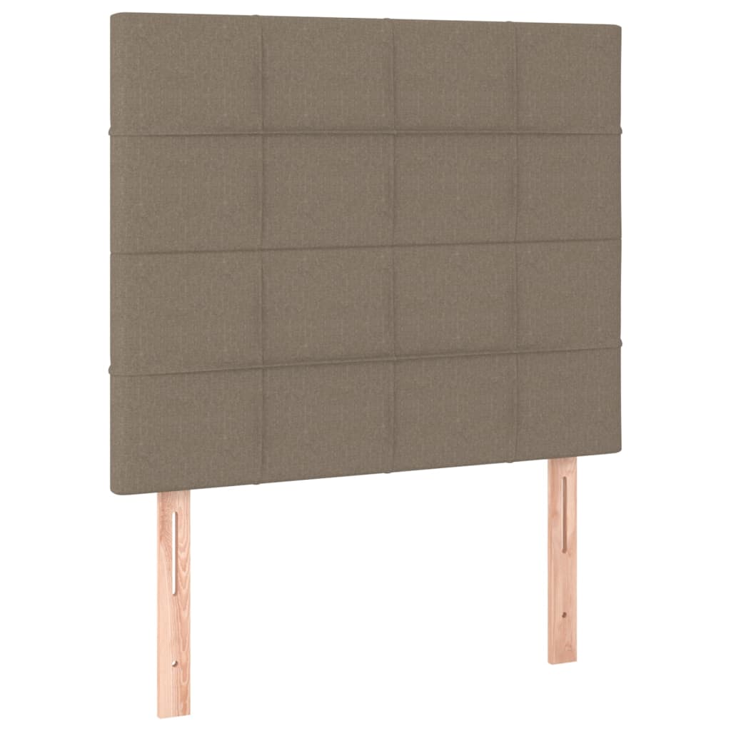 sengegavl med LED-lys 90x5x118/128 cm stof gråbrun