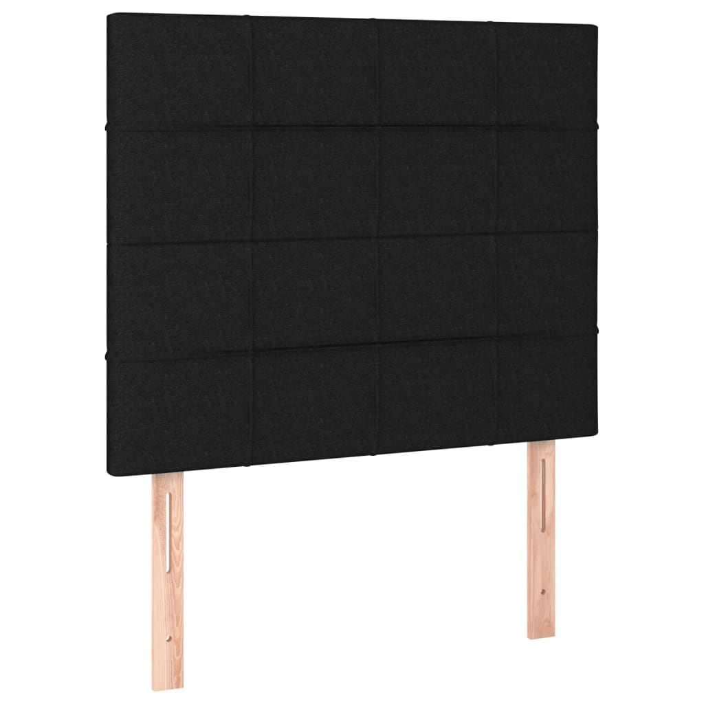 sengegavl med LED-lys 100x5x118/128 cm stof sort