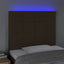 sengegavl med LED-lys 100x5x118/128 cm stof mørkebrun