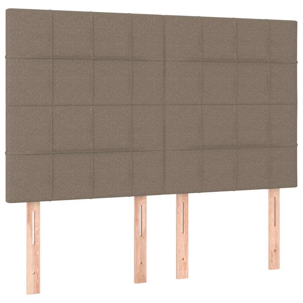 sengegavl med LED-lys 144x5x118/128 cm stof gråbrun