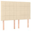 sengegavl med LED-lys 144x5x118/128 cm stof cremefarvet