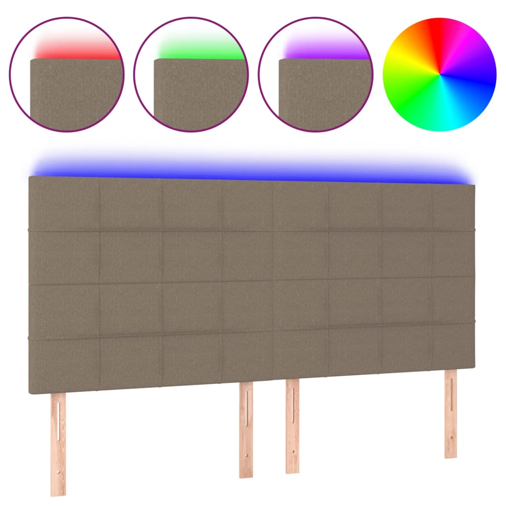 sengegavl med LED-lys 160x5x118/128 cm stof gråbrun