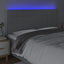 sengegavl med LED-lys 180x5x118/128 cm stof lysegrå