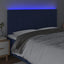 sengegavl med LED-lys 180x5x118/128 cm stof blå