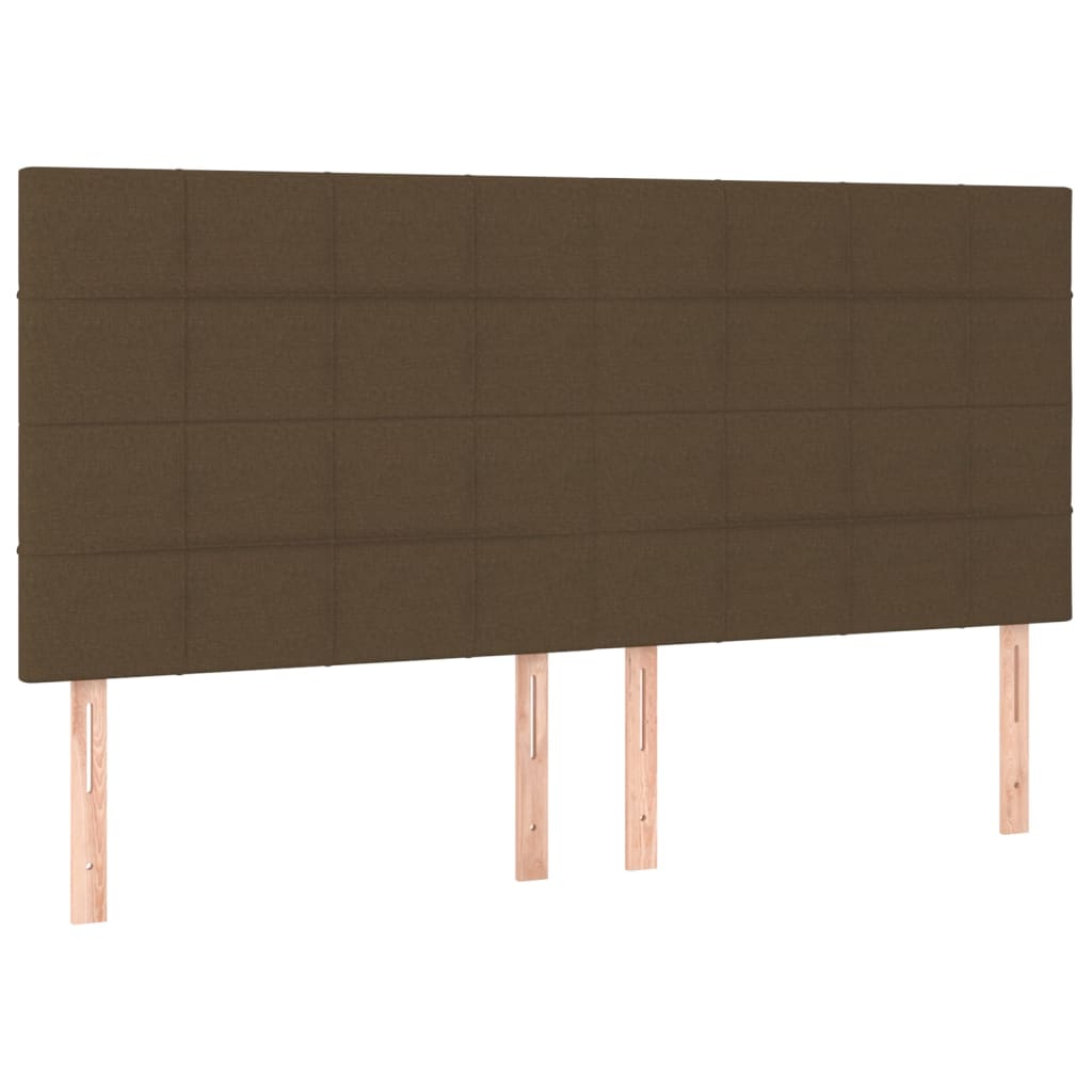 sengegavl med LED-lys 200x5x118/128 cm stof mørkebrun