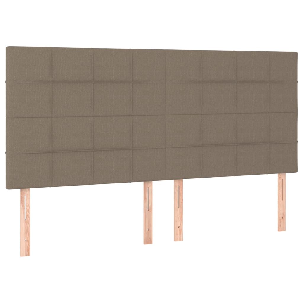 sengegavl med LED-lys 200x5x118/128 cm stof gråbrun