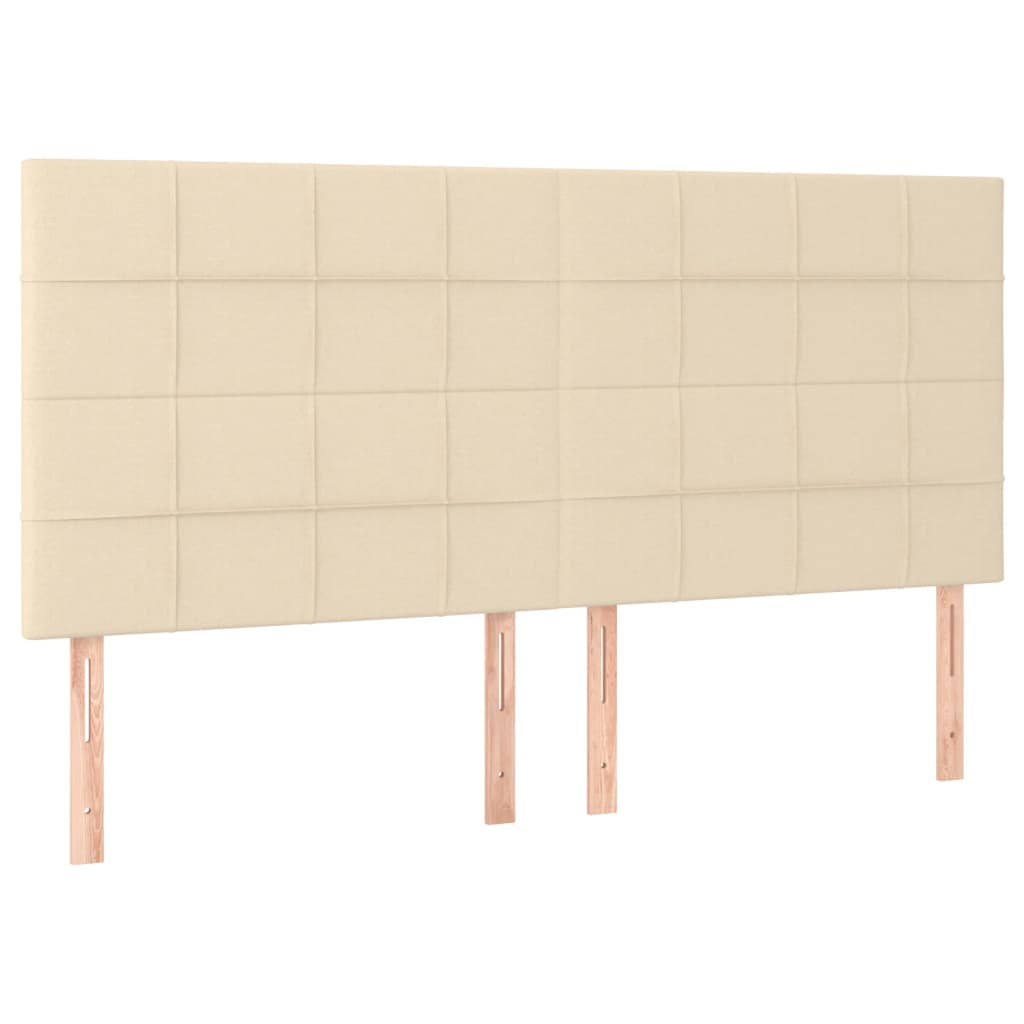 sengegavl med LED-lys 200x5x118/128 cm stof Cremefarvet