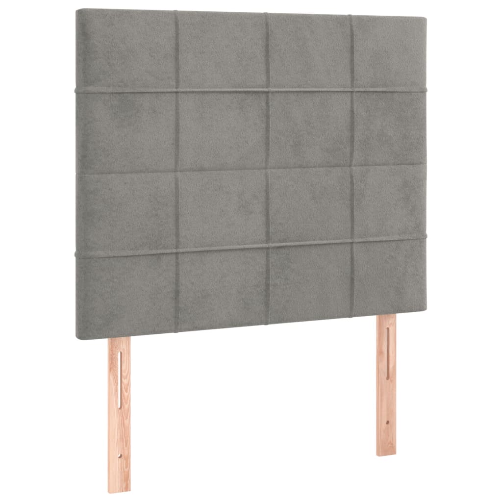 sengegavl med LED-lys 80x5x118/128 cm fløjl lysegrå