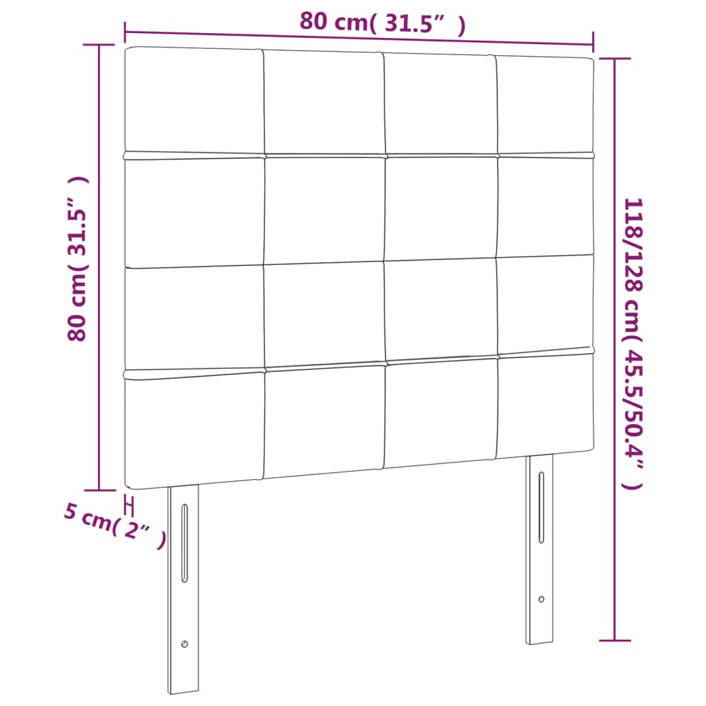 sengegavl med LED-lys 80x5x118/128 cm fløjl sort