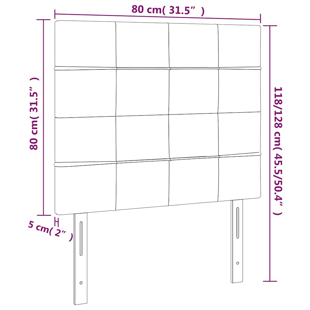 sengegavl med LED-lys 80x5x118/128 cm fløjl mørkegrøn