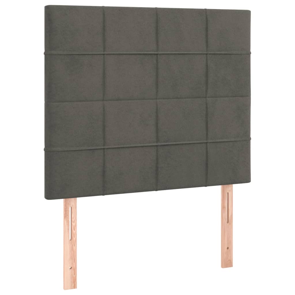 sengegavl med LED-lys 90x5x118/128 cm fløjl mørkegrå