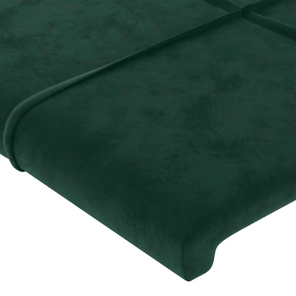sengegavl med LED-lys 90x5x118/128 cm fløjl mørkegrøn