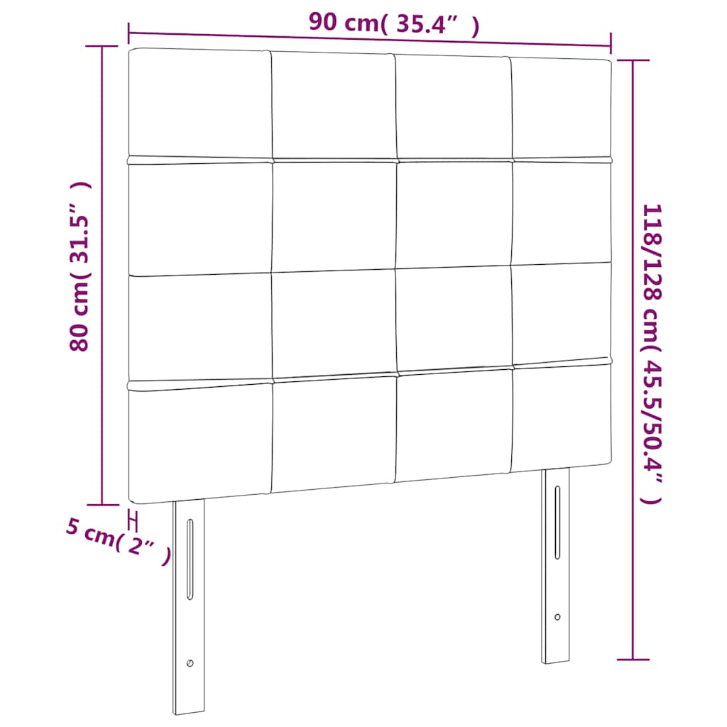 sengegavl med LED-lys 90x5x118/128 cm fløjl mørkegrøn