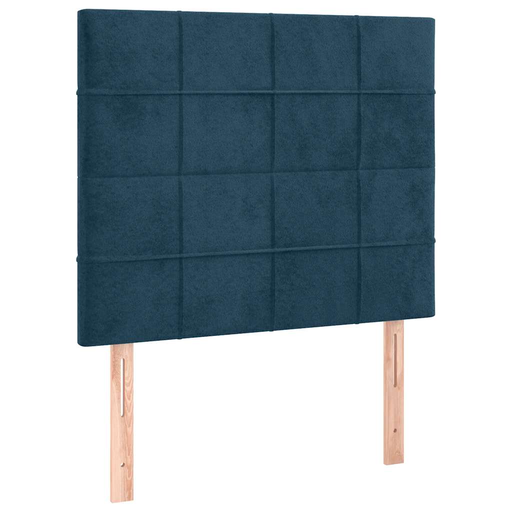 sengegavl med LED-lys 100x5x118/128 cm fløjl mørkeblå