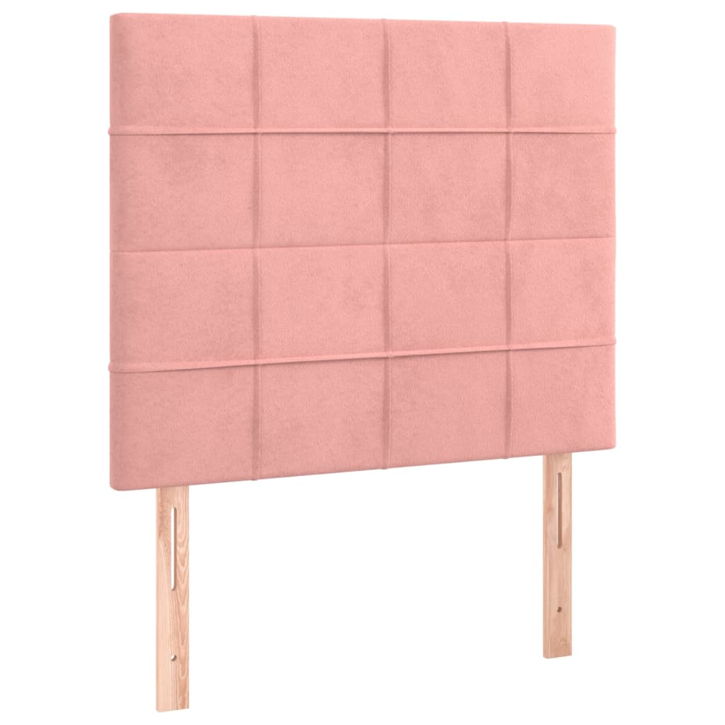 sengegavl med LED-lys 100x5x118/128 cm fløjl lyserød