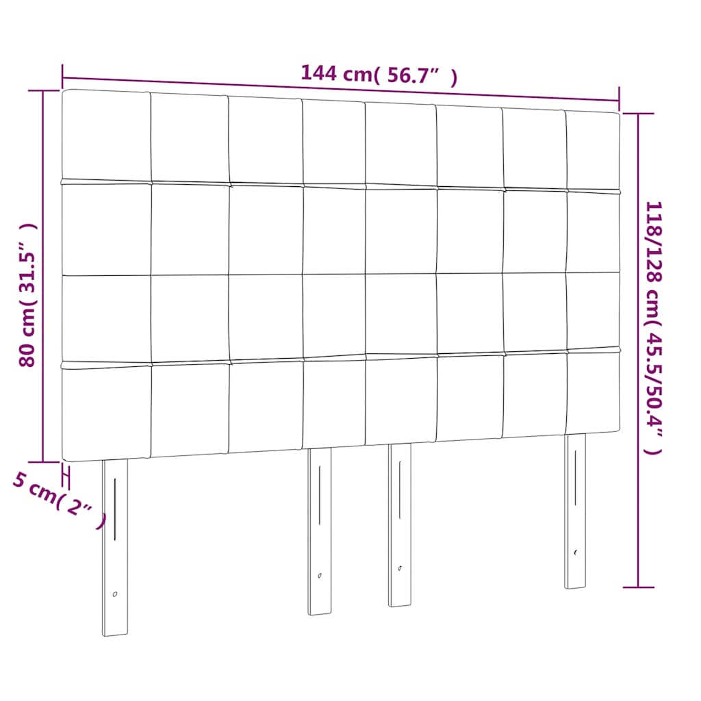 sengegavl med LED-lys 144x5x118/128 cm fløjl mørkegrøn