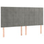 sengegavl med LED-lys 160x5x118/128 cm fløjl lysegrå