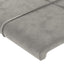 sengegavl med LED-lys 180x5x118/128 cm fløjl lysegrå