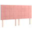 sengegavl med LED-lys 180x5x118/128 cm fløjl lyserød