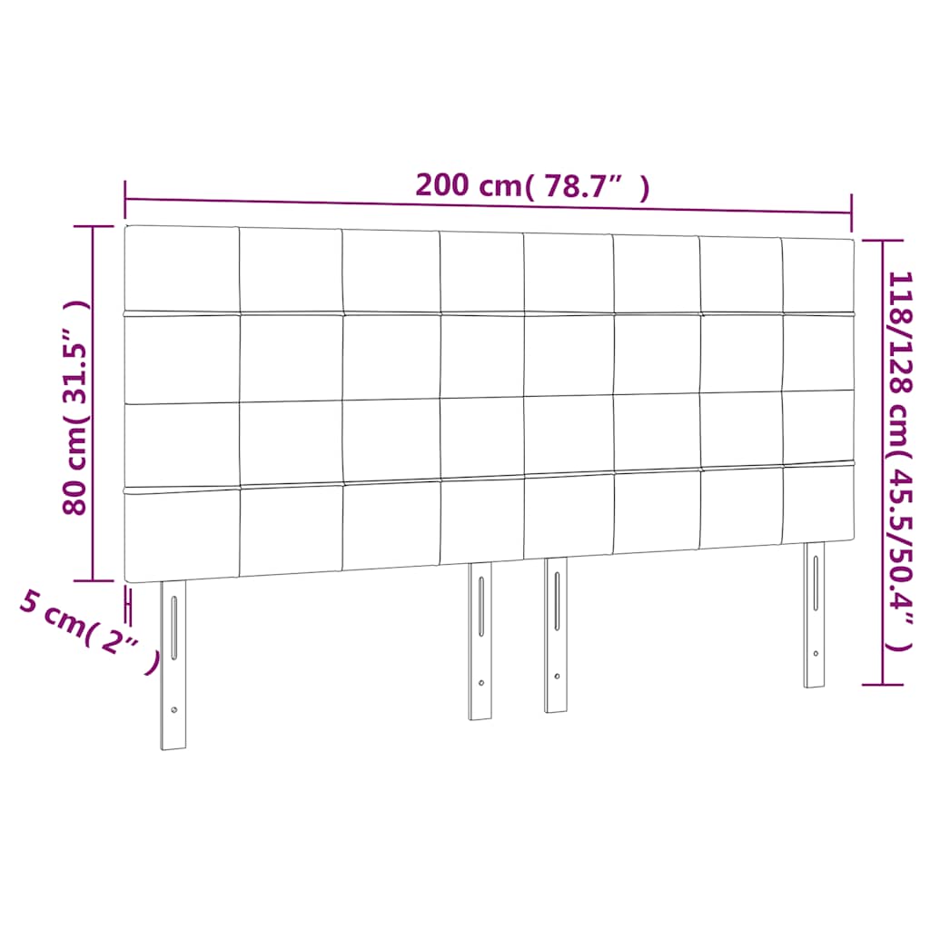 sengegavl med LED-lys 200x5x118/128 cm fløjl mørkegrøn