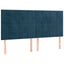 sengegavl med LED-lys 200x5x118/128 cm fløjl mørkeblå