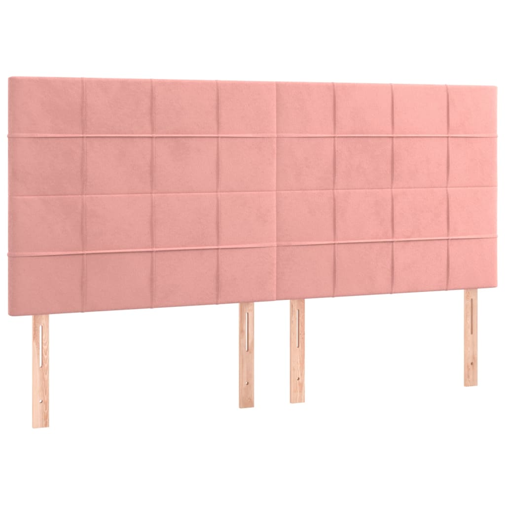 sengegavl med LED-lys 200x5x118/128 cm fløjl lyserød