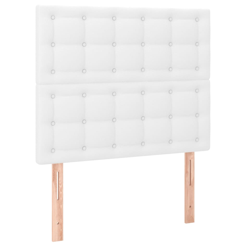 sengegavl med LED-lys 90x5x118/128 cm kunstlæder hvid