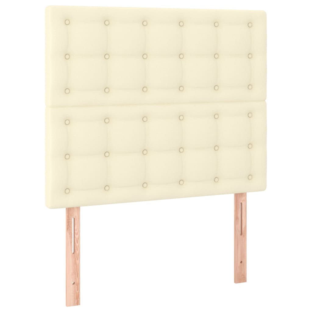sengegavl med LED-lys 90x5x118/128 cm kunstlæder cremefarvet