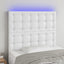 sengegavl med LED-lys 100x5x118/128 cm kunstlæder hvid