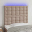 sengegavl med LED-lys 100x5x118/128 cm kunstlæder cappuccino
