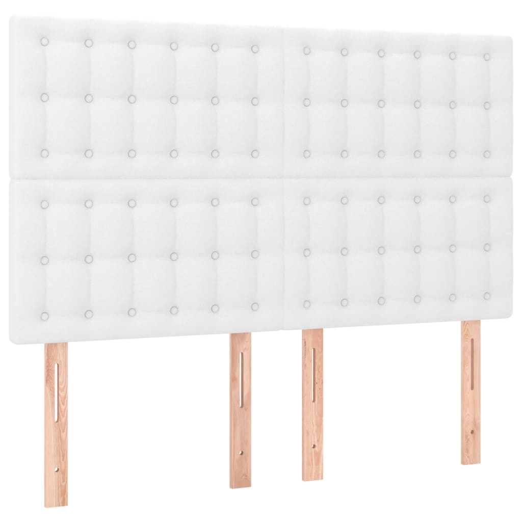 sengegavl med LED-lys 144x5x118/128 cm kunstlæder hvid