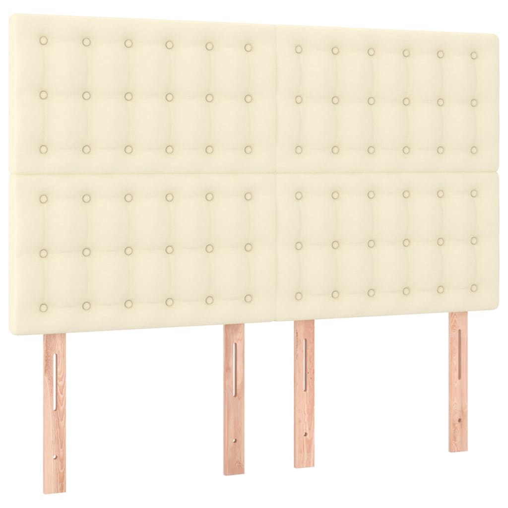 sengegavl med LED-lys 144x5x118/128 cm kunstlæder cremefarvet
