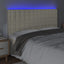 sengegavl med LED-lys 160x5x118/128 cm kunstlæder cremefarvet