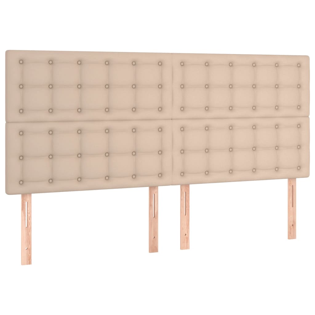 sengegavl med LED-lys 160x5x118/128 cm kunstlæder cappuccino