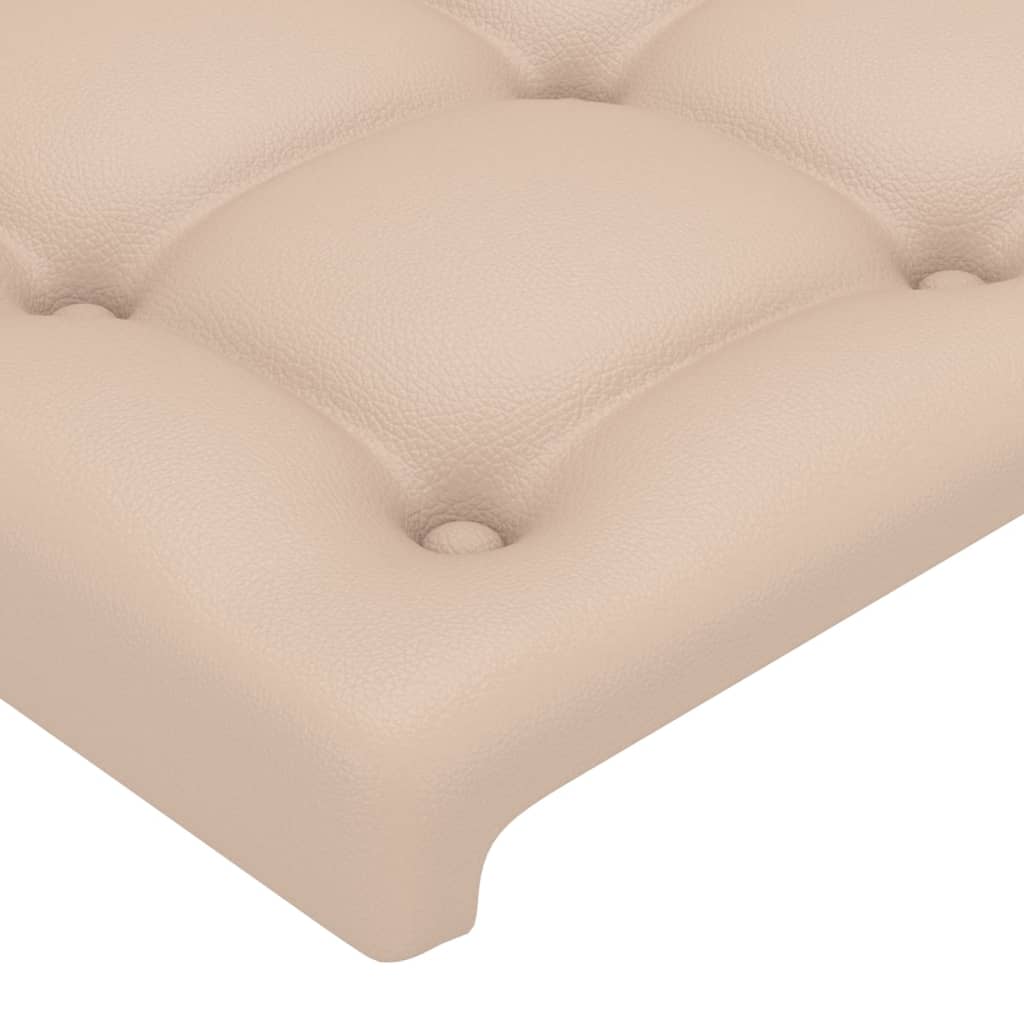 sengegavl med LED-lys 160x5x118/128 cm kunstlæder cappuccino