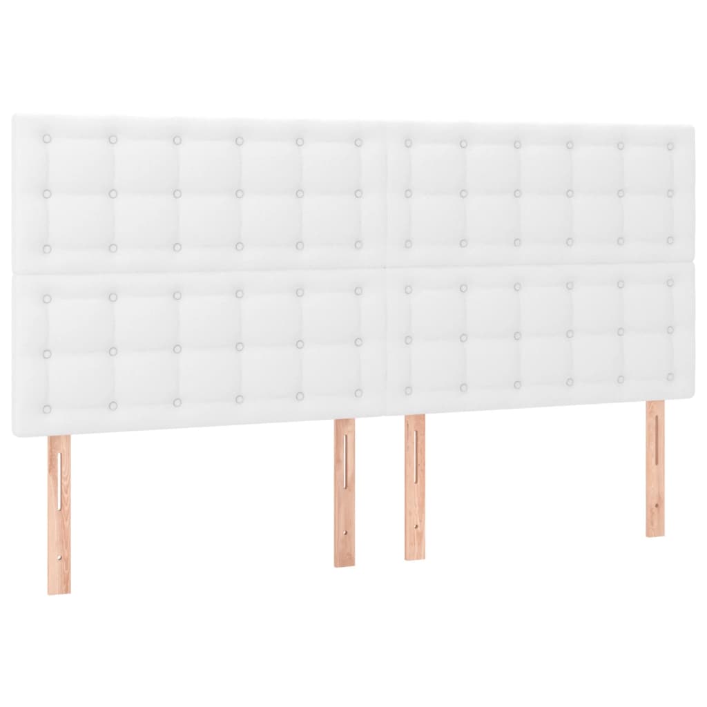sengegavl med LED-lys 180x5x118/128 cm kunstlæder hvid