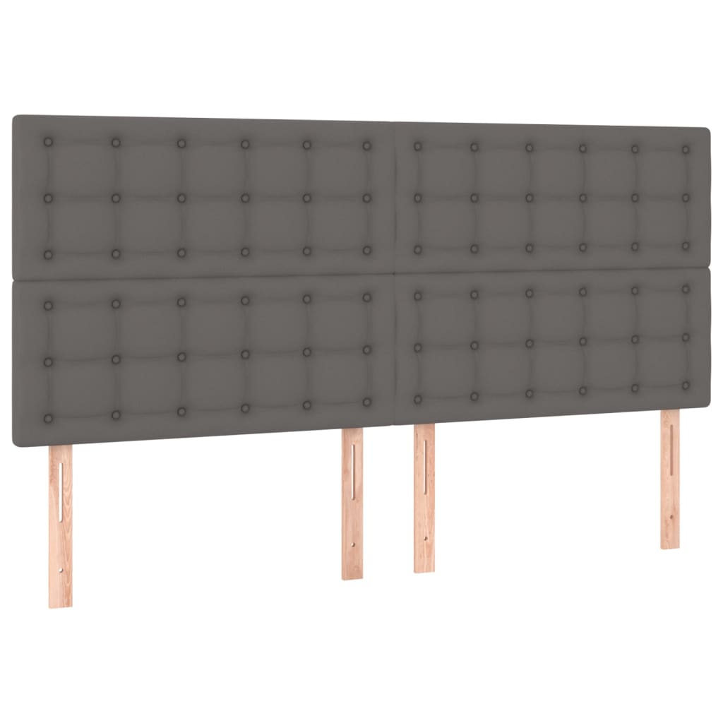 sengegavl med LED-lys 180x5x118/128 cm kunstlæder grå