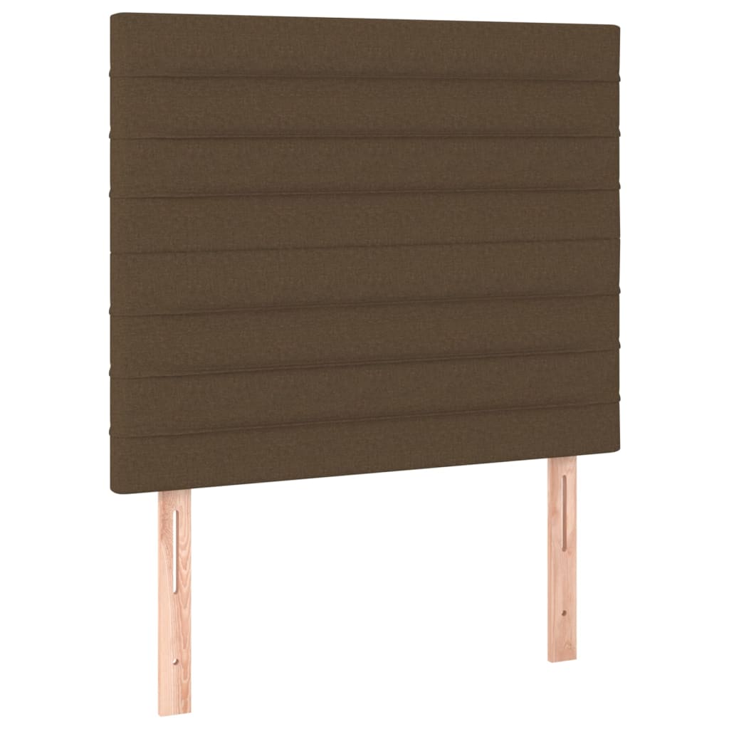 sengegavl med LED-lys 90x5x118/128 cm stof mørkebrun