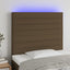 sengegavl med LED-lys 100x5x118/128 cm stof mørkebrun