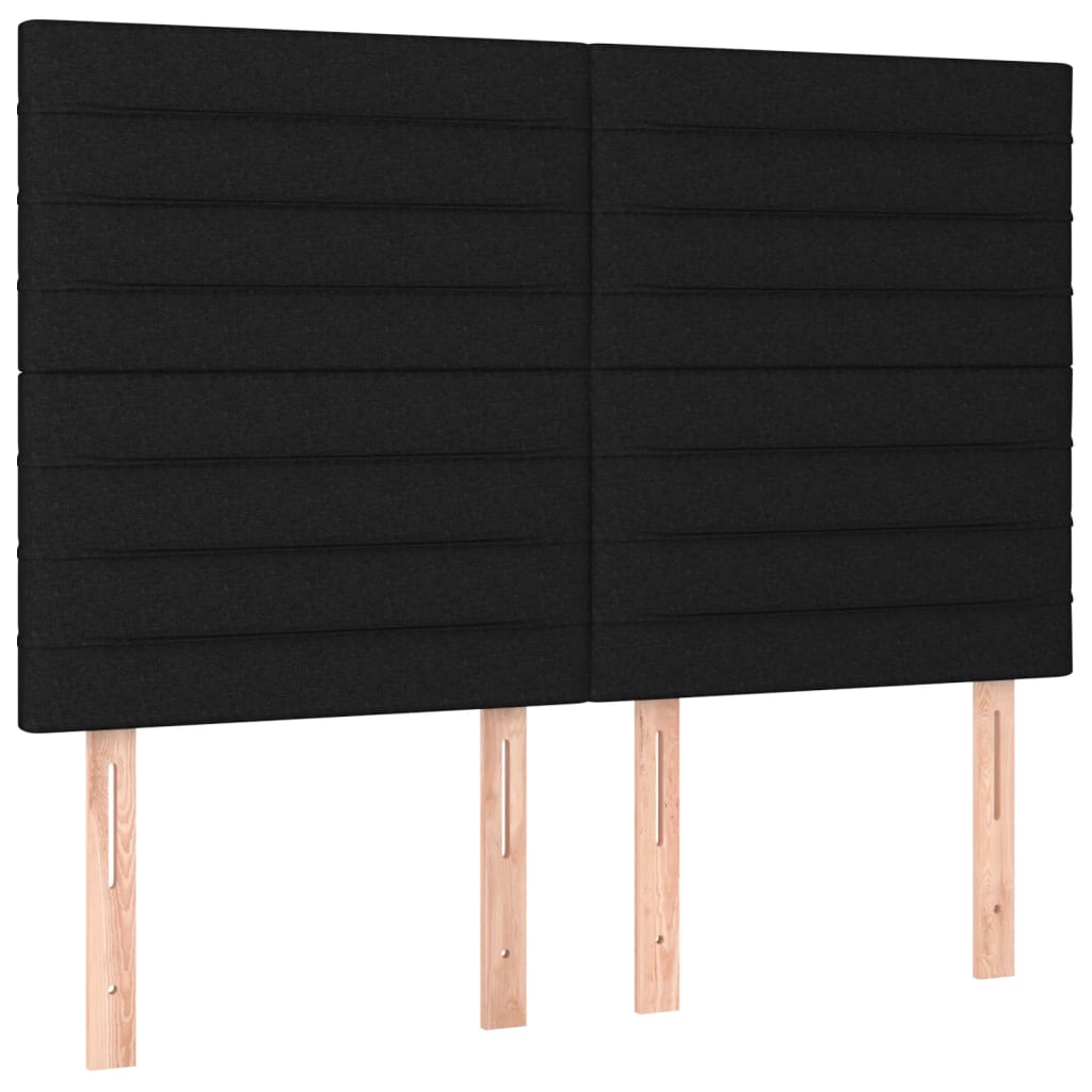 sengegavl med LED-lys 144x5x118/128 cm stof sort