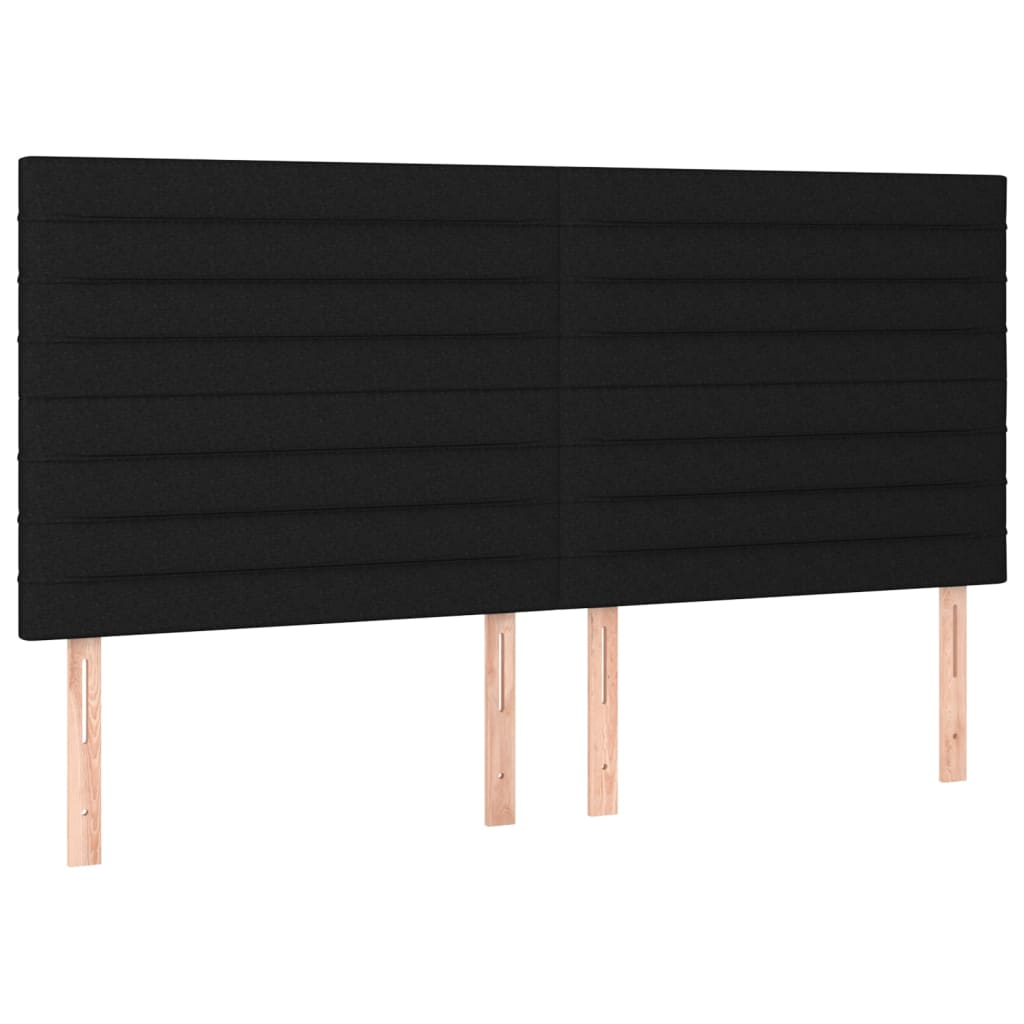 sengegavl med LED-lys 180x5x118/128 cm stof sort