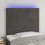 sengegavl med LED-lys 80x5x118/128 cm fløjl mørkegrå