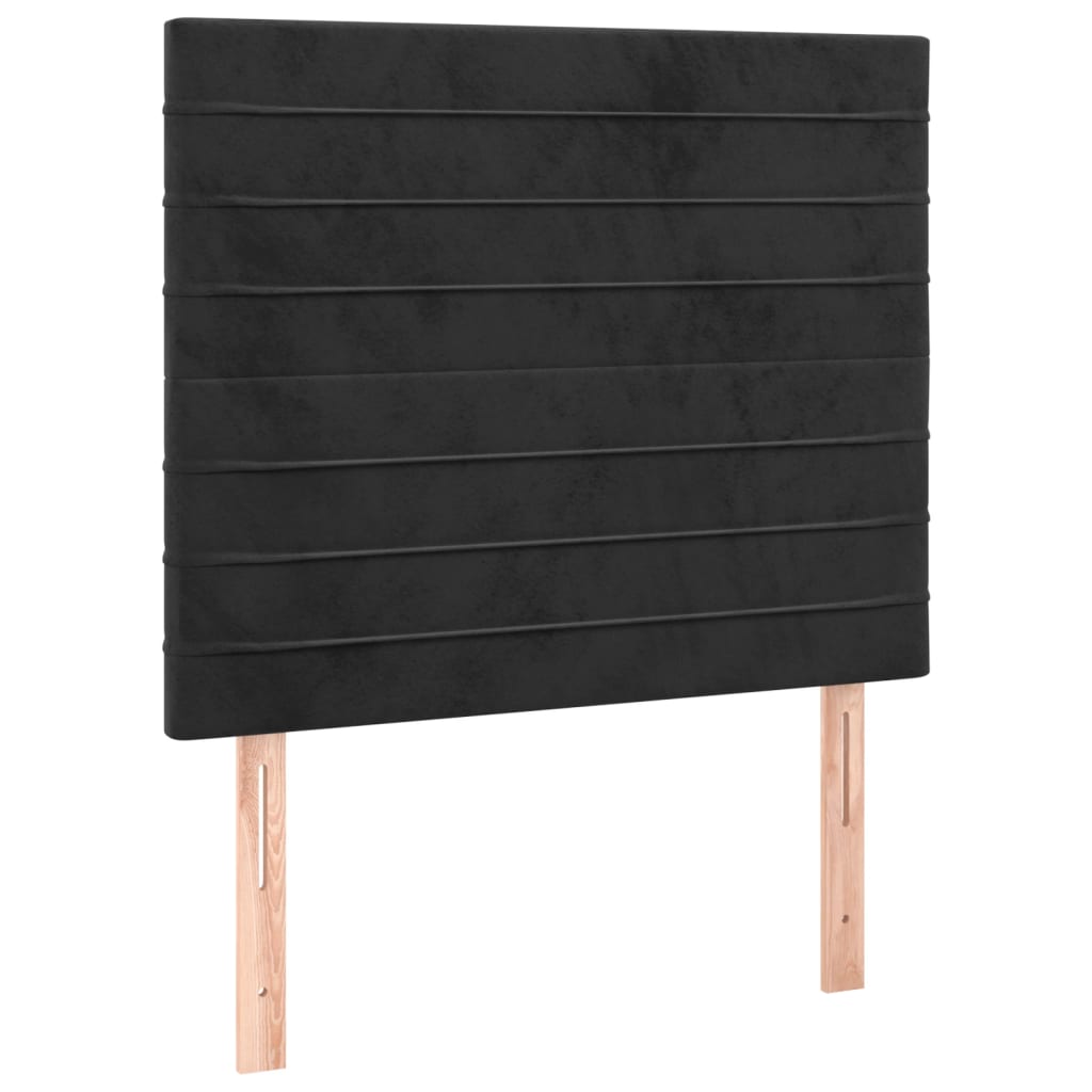 sengegavl med LED-lys 80x5x118/128 cm fløjl sort