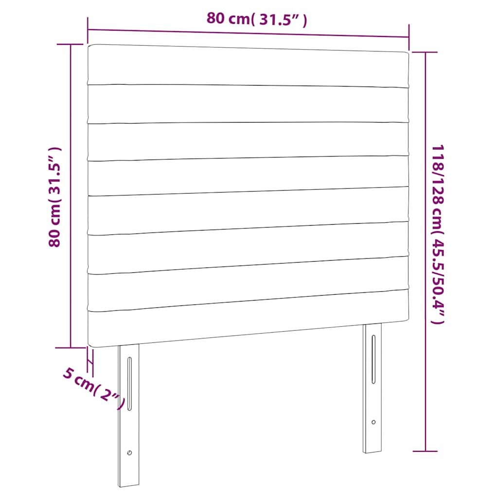 sengegavl med LED-lys 80x5x118/128 cm fløjl mørkegrøn