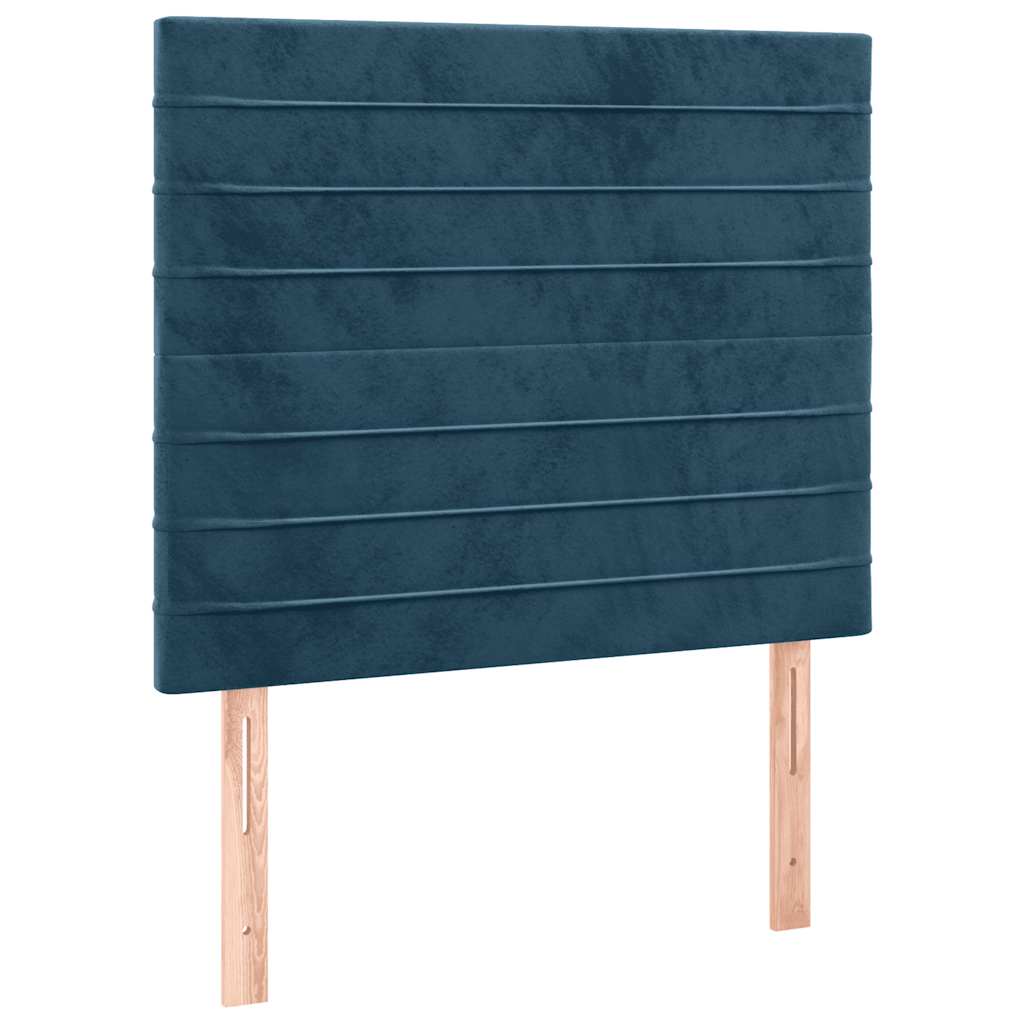 sengegavl med LED-lys 80x5x118/128 cm fløjl mørkeblå